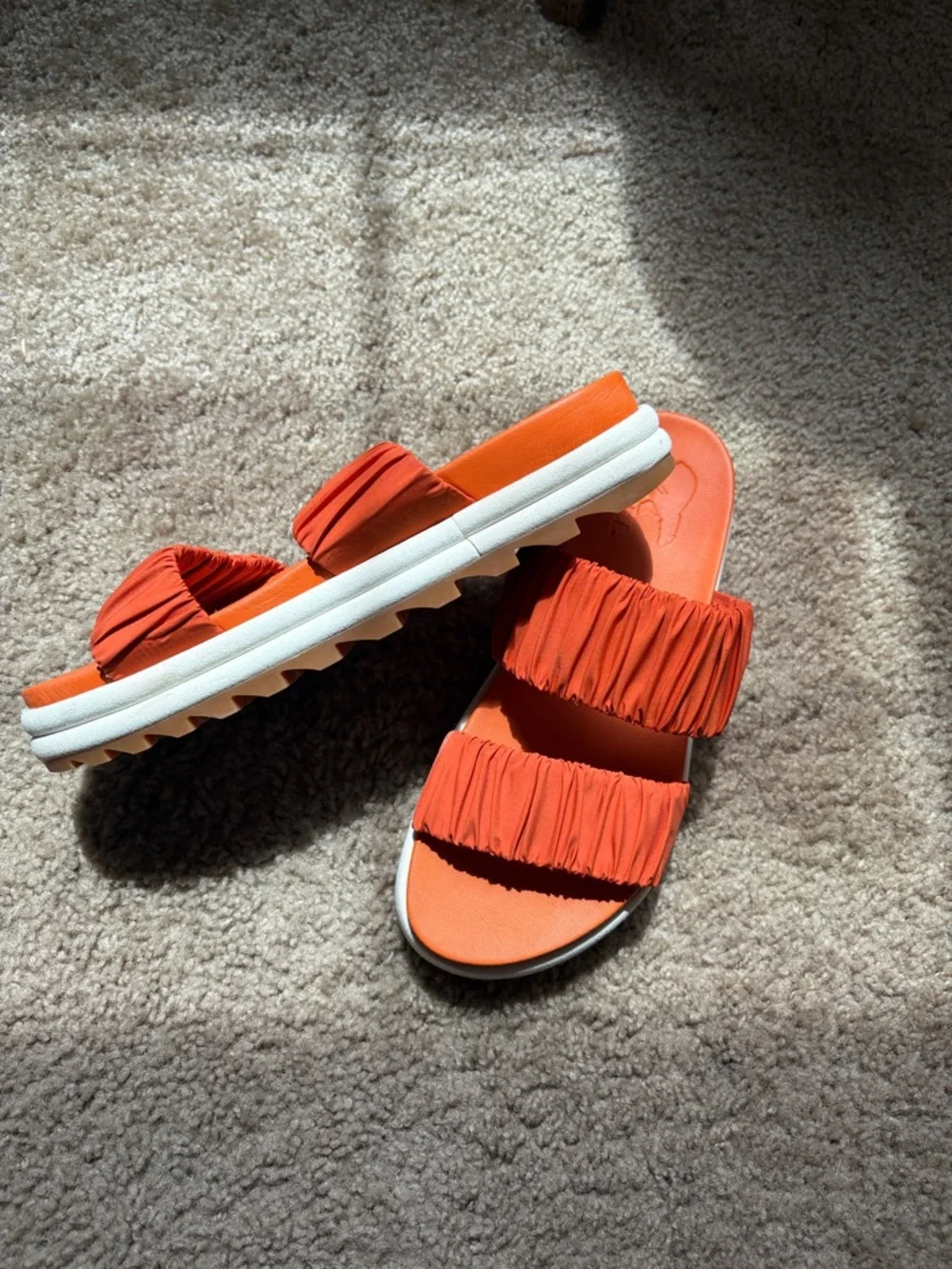 Sorel Orange Ruched Double-Band Slide Sandals - Picture 2 of 3
